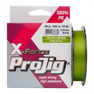 Шнур плетеный ProJig X-Force, хаки (0,10 мм, 6 кг,..